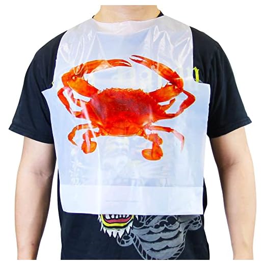 [50 Pack] Disposable 22 Inch Adult Poly Crab Bibs to Protect Clothes for Lobster Feasts, Seafood Restaurants, Crawfish Parties and Special Events