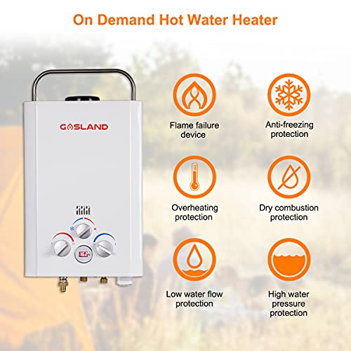 Tankless Water Heater, Gasland Outdoors Be158 1.58Gpm 6L Outdoor Portable Gas Water Heater, Propane Water Heater, Overheating Protection, Easy To Install, Use For Rv Cabin Barn Camping Boat, White #TOP2