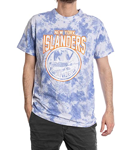 Calhoun NHL Surf & Skate Mens Team Logo Cloud Tie Dye Short Sleeve T-Shirt (Large, New York Islanders)