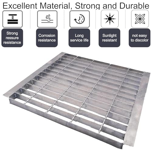 Image of Galvanized Steel Drain Grate with Lip, Channel Cover 18x18 in