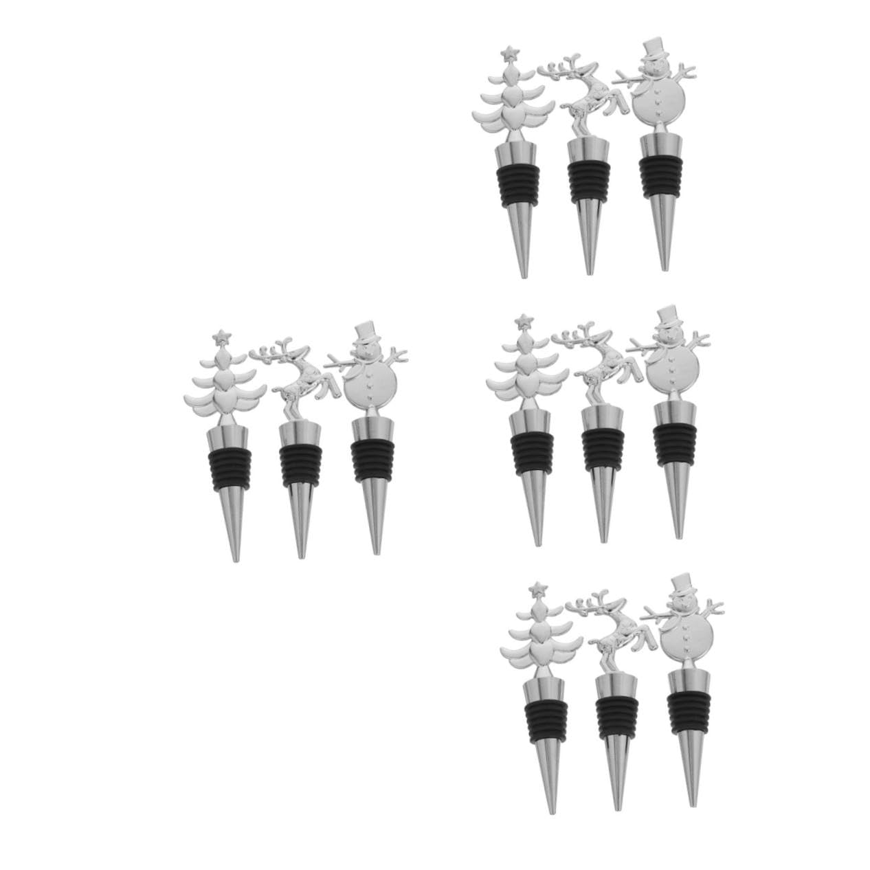 ABOOFAN 12 Piezas corchos de Vino de Navidad tapón de Vino de Navidad Tapa de Botella de Metal de Vacaciones tapón para conservas Aleación de Zinc Plata