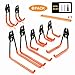 Tchipie Garage Hooks Heavy Duty, Steel Garage Storage Hooks Tool Hangers for Shed Garage Wall, Shed Hooks for Garden, Bike and Bulky Items with a Carpenter Pencil 8-Pack (Black+Orange)