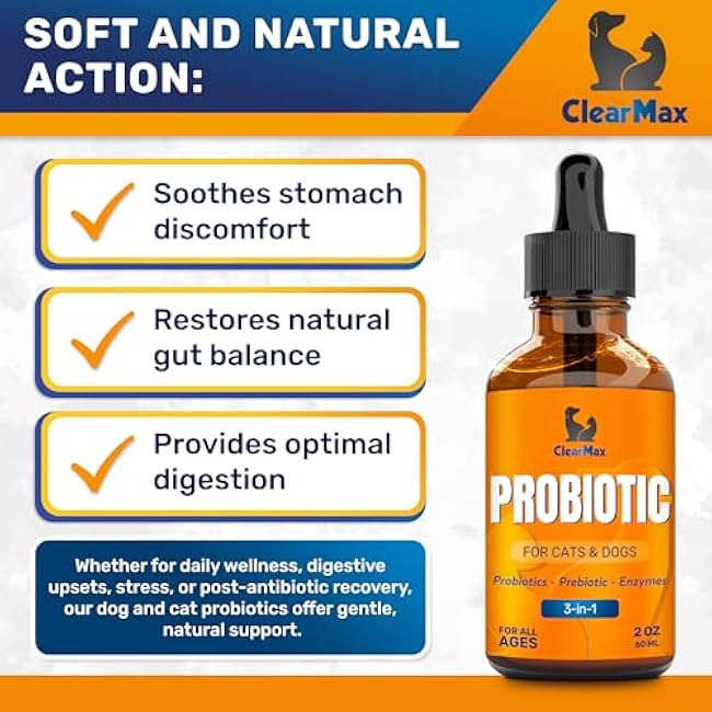 Liquid Probiotics for Dogs and Cats ¨C 6 Billion CFU Pet Digestive Support ¨C Dog Probiotics with Enzymes ¨C Cat Probiotic Supplement ¨C 2-oz Bottle-4wj9bgzt