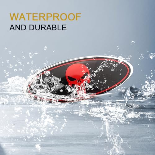 Image of 2 PCS Car Grille Hood Sticker, Front Grille Skull Badge, Car Tailgate Badge, Compatible with Ford F150 F250 (Black & Red)