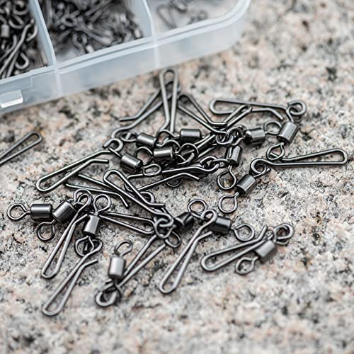Goture Fishing Swivels,200Pcs Snap Swivels Fishing Tackle, Fishing Swivel Snap Clips Stainless Steel Quick Lock Hook Line Connector Saltwater Freshwater Fishing Accessories 5 Sizes With Tackle Box #TOP4