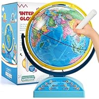 Interactive Globe for Children Ages 6-12 | Educational Toys with Smart Pen, 300+ Geography Quiz Games | Learning Earth World Globe for Kids Ages 6+ Classroom, Home, Birthday Gift Idea