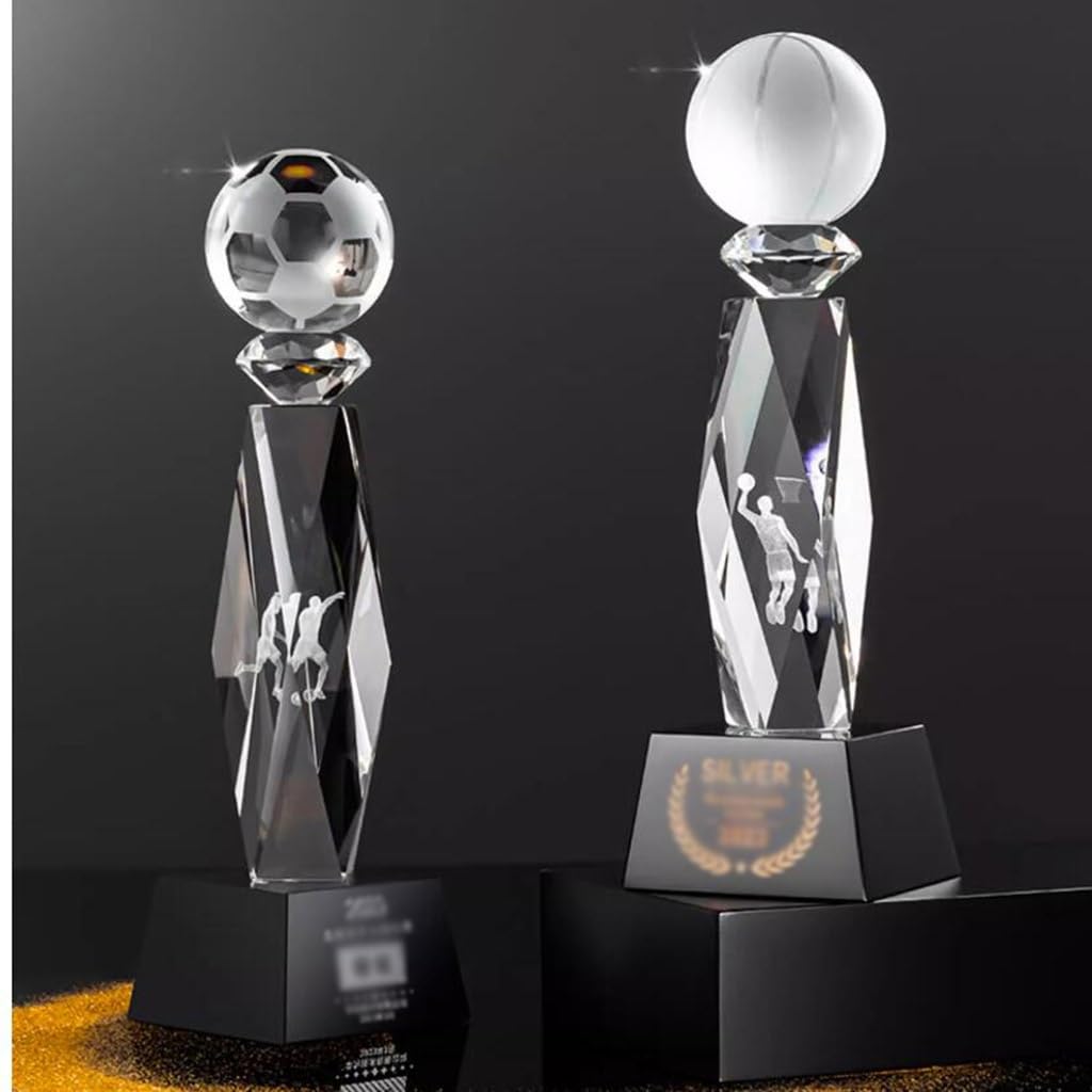 Trofeos, medallas y premios Trofeo De Campeonato De Competición Deportiva Trofeo De Honor Transparente De Tenis De Mesa De Bádminton De Cristal Golf Baloncesto Fútbol MVP Trofeo (Color : Basketball,