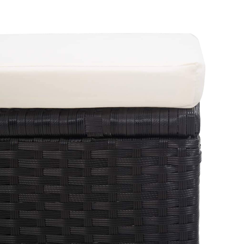 vidaXL 2X Tabourets de Jardin avec Coussins Tabourets de Terrasse Tabourets de Patio Tabourets d'Extérieur Repose-Pied Résine Tressée Noir