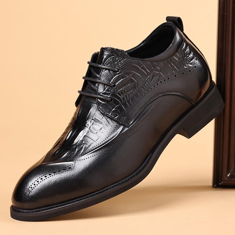 Modern Casual Lace Up Oxfords Shoes Men Elevator Business Loafers Mens Breathable Dress Leather Shoes2