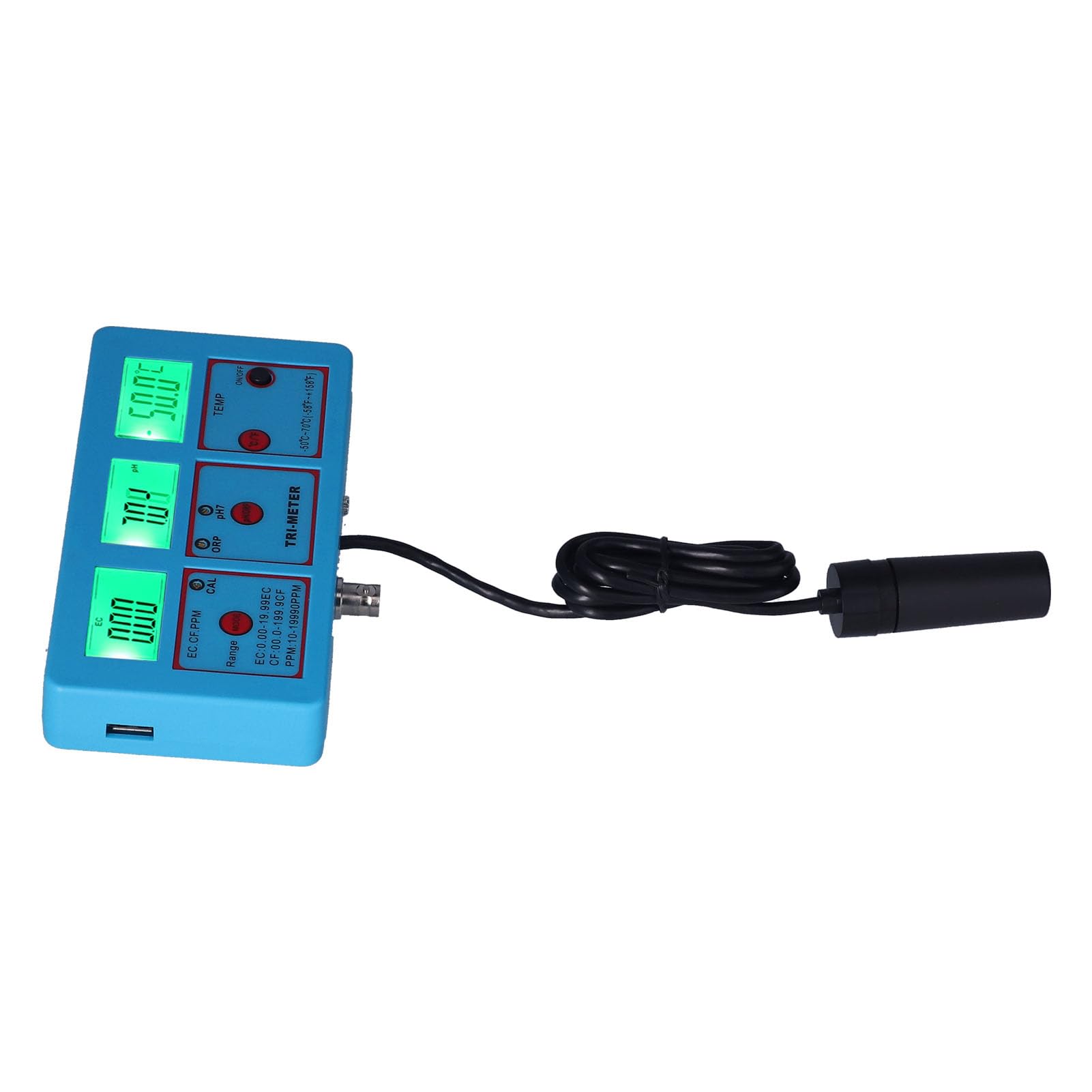 Fdit PH-Multiparameter-Wasserqualitätsmonitor ORP EC TDS CF TEMP-Tester mit LCD-Hintergrundbeleuchtung für Hydroponik-Aquarium-Schwimmbad-Wassertests (EU-Stecker 220 V)