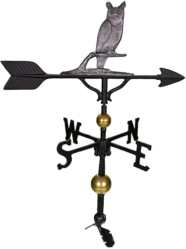 Montague Metal Products Veleta de lujo de 32 pulgadas con adorno de búho de hierro sueco