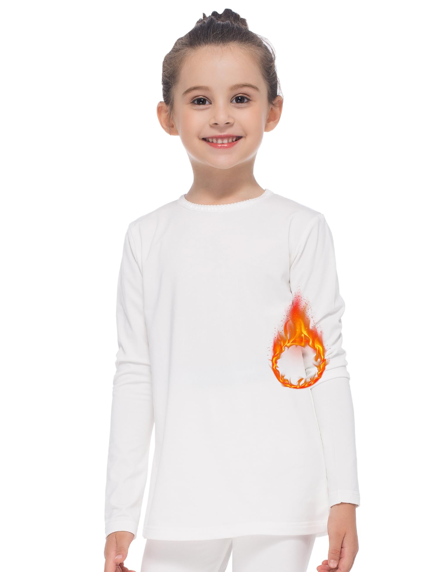 Subuteay Girls Thermal Top Long Sleeve Fleece Lined Base Layer