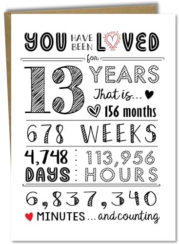 Katie Doodle - Super Cute, 13th Birthday Card, (Handmade in USA), 13th Birthday Decorations for Girls, 13 Year Old Girl Gifts, 13th Birthday Decorations for Boys (13 Years Loved)