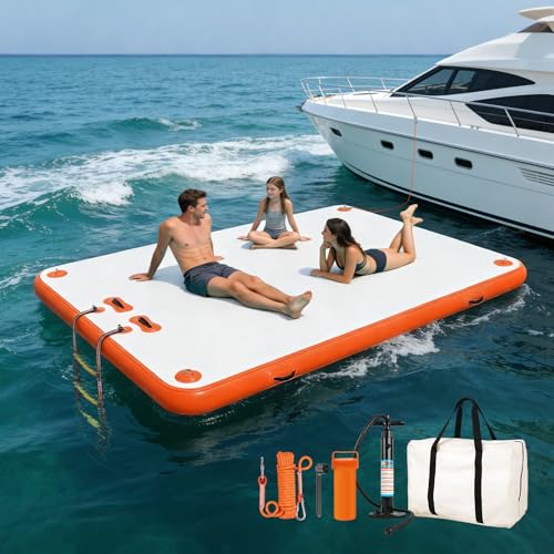 Inflatable Floating Dock, Water Island Float Raft Mat with Non-Slip Surface, 5FT/8FT/10FT Air Deck...