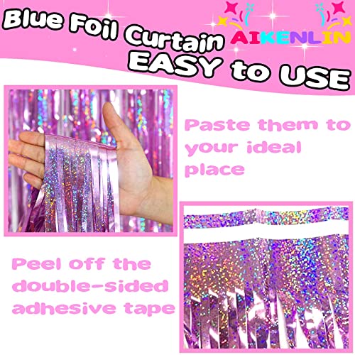 Image of 4 Pack 3.2Ft x 8.2Ft Pink Foil Fringe Curtain Backdrop, Metallic Tinsel Foil Fringe Streamers Curtains Background for Photo Booth, Birthday, Wedding, Disco, Bachelorette, Christmas Party Decoration