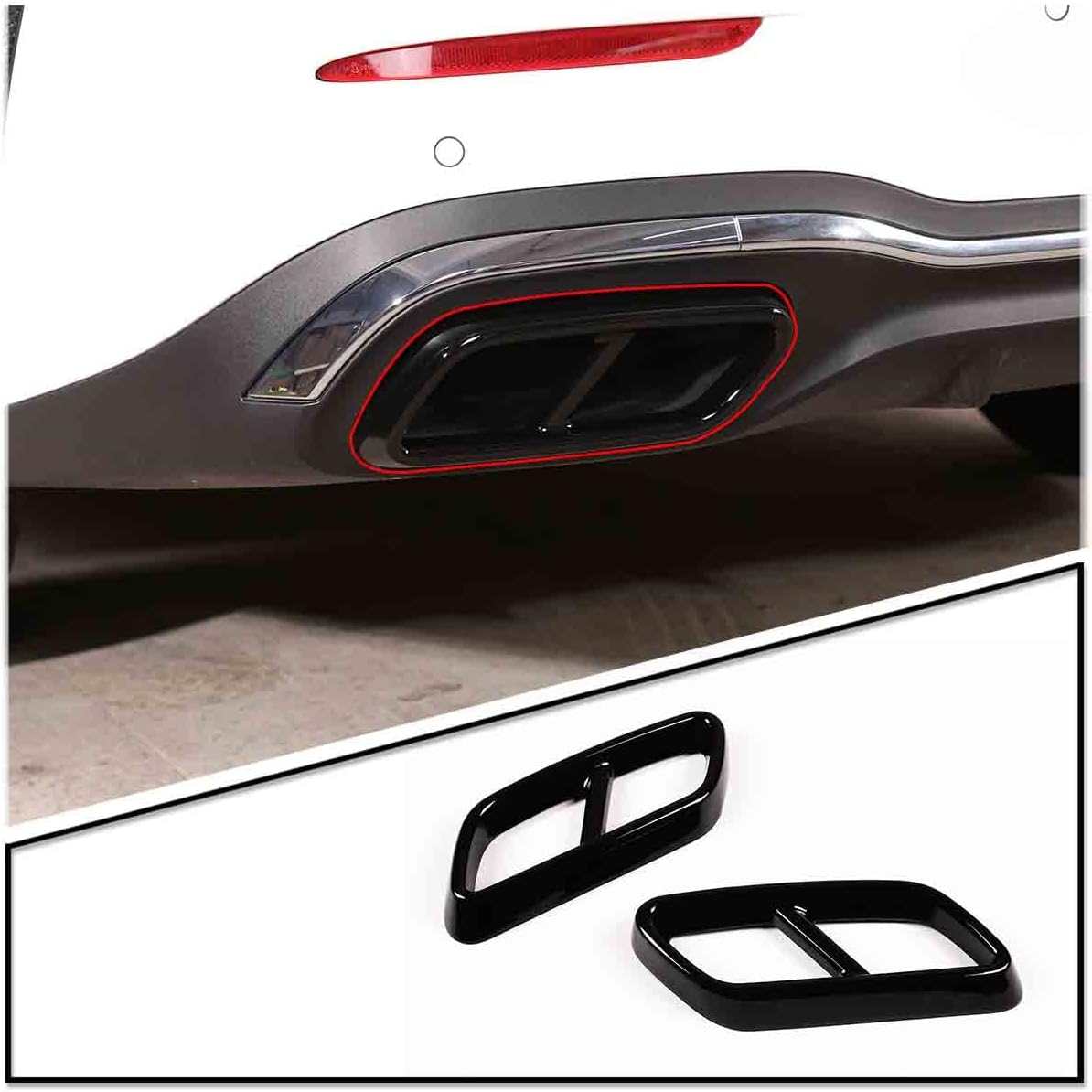 TINKI Car Tail Exhaust Pipe Cover Trim Compatible for Mercedes-Benz W206 C-Class C200 C300 Base Sport Sedan 4-Door 2022 2023 Interior Accessories (ABS, Glossy Black)
