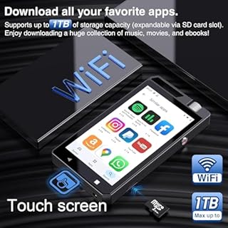 Aeheqkl 96GB MP3 Player with Bluetooth & WiFi, 4" HD Full Touch Screen MP4 Player (3GB RAM+32GB ROM), Supports Spotify, Amazon Music & YouTube, 1080P Video Without Conversion, Includes 64GB Card