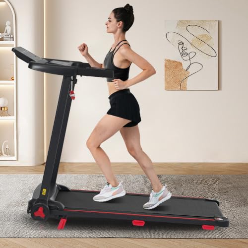 Tapis roulant pieghevole per la casa, pendenza dell'8%, motore da 3,0 CV, silenzioso fino a 14 km/h, superficie di corsa 110 × 40 cm, Bluetooth e display LED, portata 120 kg, console multifunzione, 12
