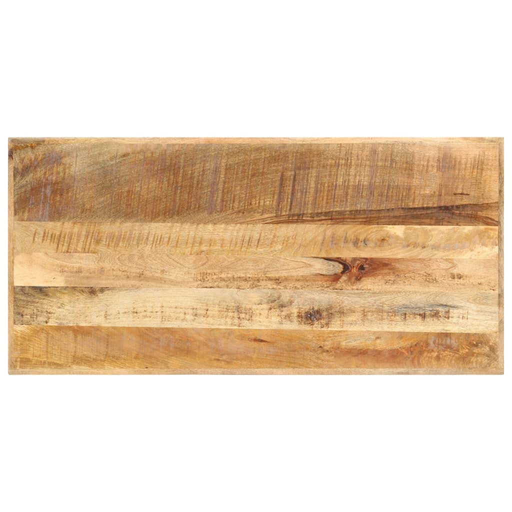 Mesa de bar de 120 x 58 x 107 cm de madera de mango rugosa con patas de hierro con recubrimiento en polvo, robusta mesa alta de aspecto industrial para cocina o comedor, madera dura tropical