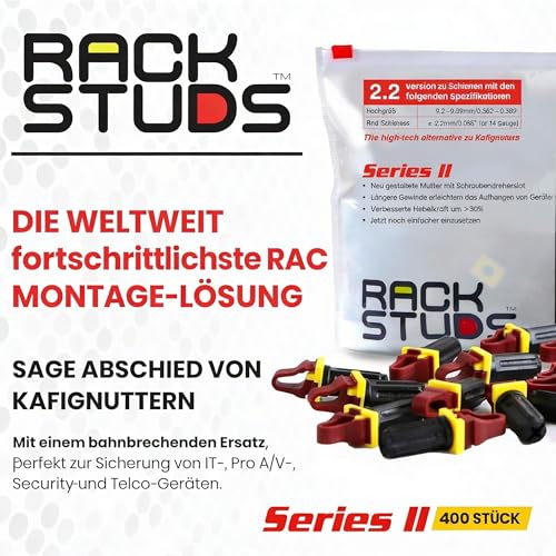 Image of R400 - Server Rack Screws for Server Rack Rails 19 inch Square Punched Vertical Rails, Perfect Cage Nut Replacement, Rack-Mount Screws - Red 400-Pack 2.22mm /0.086