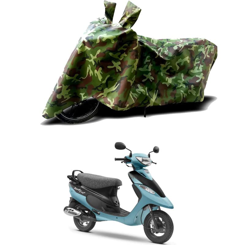 Image of 100% Water Resistant Bike Scooty Two Wheeler Body Cover Compatible for TVS Scooty Pep Plus BS6 /UV-Rays /Heat Protection /Birds Dropping /Scratchproof /Dust Proof /Waterproof /All [Green MJ]
