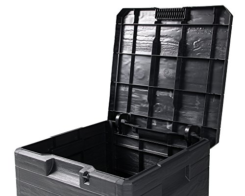Ondis24 Aufbwahrungsbox Madera Mini Holz-Optik 90L abschließbar Truhe Kissenbox (Anthrazit)