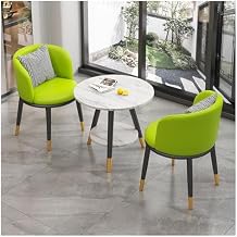 Simple Table and Chair Set,3 Pieces Dining Table Set for 2,Home Kitchen Round Dining Table,Balcony Living Room Dining Table,Coffee Shop Beauty Salon Leisure Table,Mo,Green-One Size