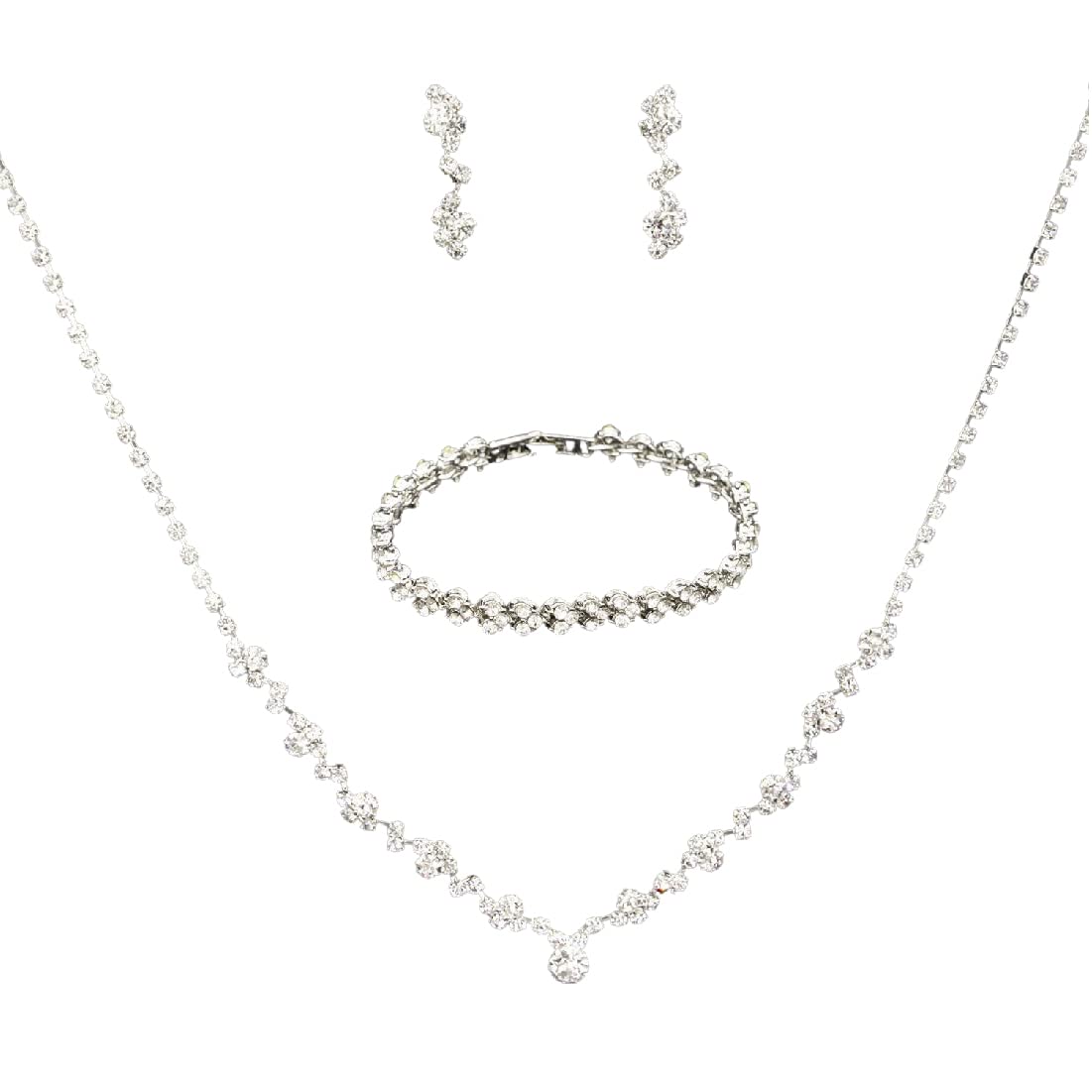 LEEQ Juegos de Joyas para Mujer Conjunto de conjunto collar y pendientescon Cristal Conjunto de Joyas Novia,Regalos para Dama Honor Boda