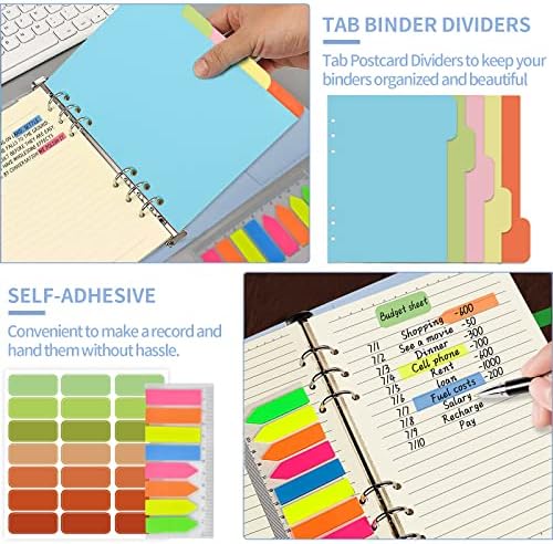 Mlife A5 Notebook Binder Set - 6 Ring PU Leather Planner ,5 PCS File Divider,45 Sheets A5 Loose Leaf Paper,Label Stickers ,Index Tabs and Clear Cash Envelopes,Personal Organizer Binder (Blue)