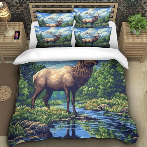 Housse de Couette Éléphant Fleurs 3D infroissable en microfibre douce avec zip
