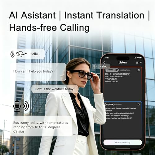 massway AI Smart Glasses for Men Women, Bluetooth Audio Glasses (No Camera) by massway - Used condition - Image 2