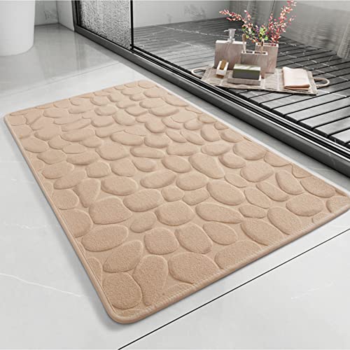 Tapis de salle de bain antidérapant Absorbe l'eau rapide Motif galets 50 x 80 cm