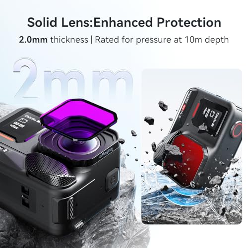 Filtro para lentes de buceo para cámara de acción Insta360 Ace Pro 2, carcasa impermeable protectora, accesorios para inmersión en rojo, rosa y morado (rojo claro) miniatura 7