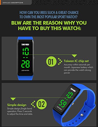 MASTOP Women Sports Watches Girls Simple Design LED Digital Wristwatches 30M Water Resistant Watch4