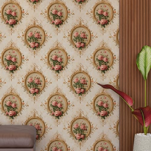 Image of PAPER PLANE DESIGN Vintage Floral Vinyl Self Adhesive Wallpaper Peel & Stick, Waterproof, Stain-Proof & Easy to Clean | 16 in X 90 in, Decor for Bedroom, Hallway, Living Room (D)