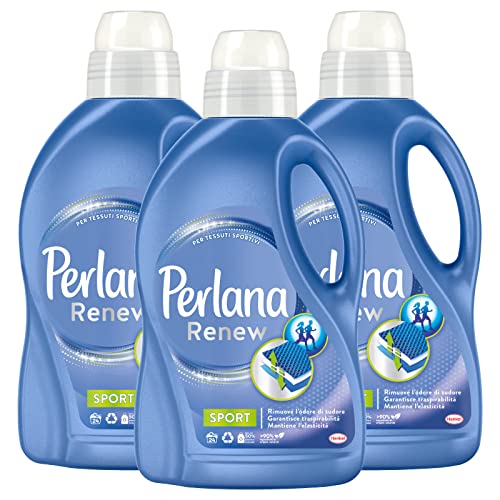 Perlana Renew Sport - Detergente líquido para tejidos técnicos y prendas deportivas para lavadora – 3 botellas de 1,44 l cada uno