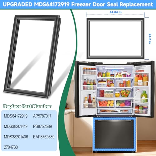 UPGRADED MDS64172919 Refrigerator Freezer Door Gasket Replacement Compatible with LG, Kenmore Refrigerator Door Seal, Replaces Part Number MDS38201419 MDS38201406 2704730 French Door Freezer Door Seal by POOLKEY - Used condition - Image 2
