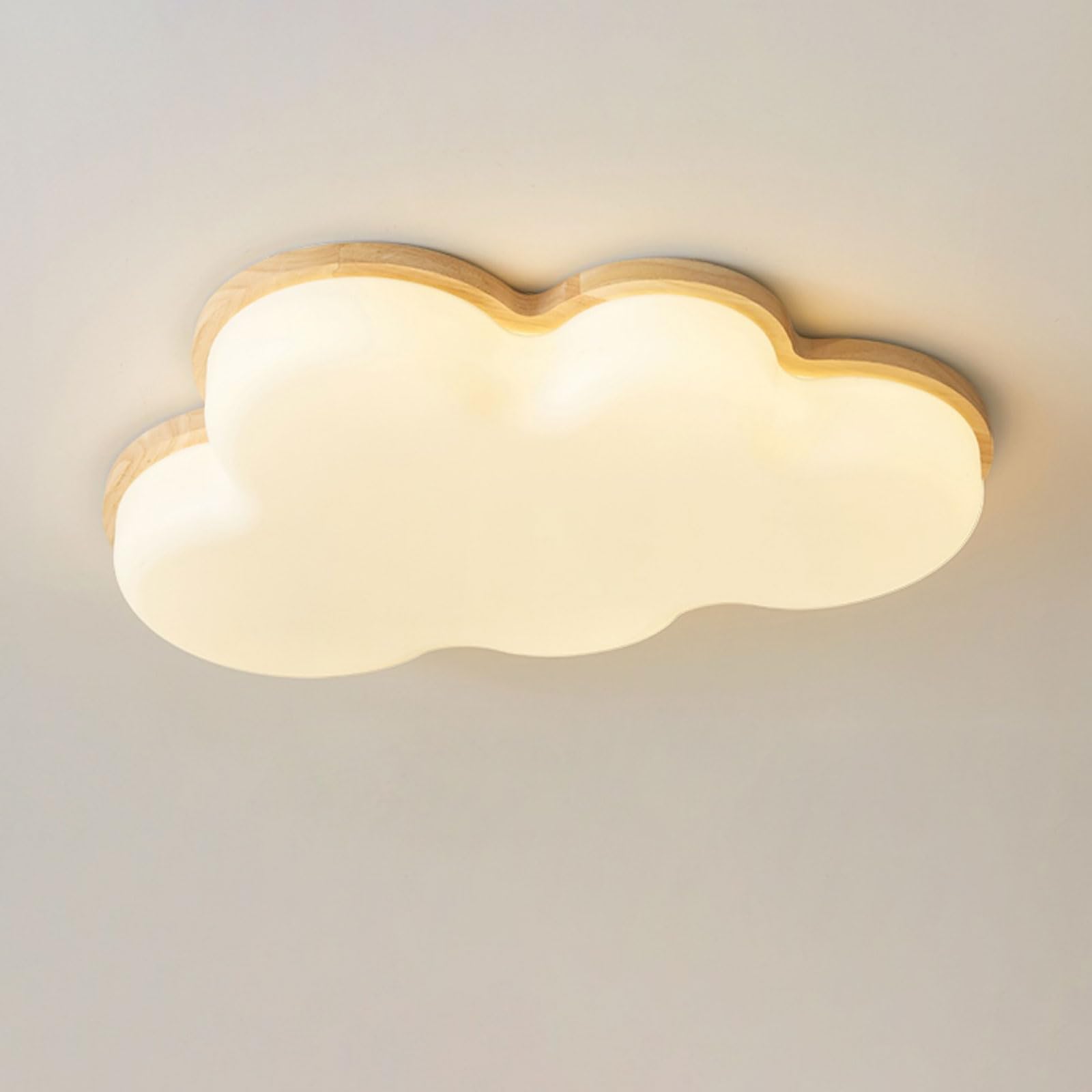 HXYSXHJUO Modern Wood Ceiling Light Fixtures Flush Mount Creative Cloud For Kids Room Bedroom Living Low Profile Dimmable LED Lighting