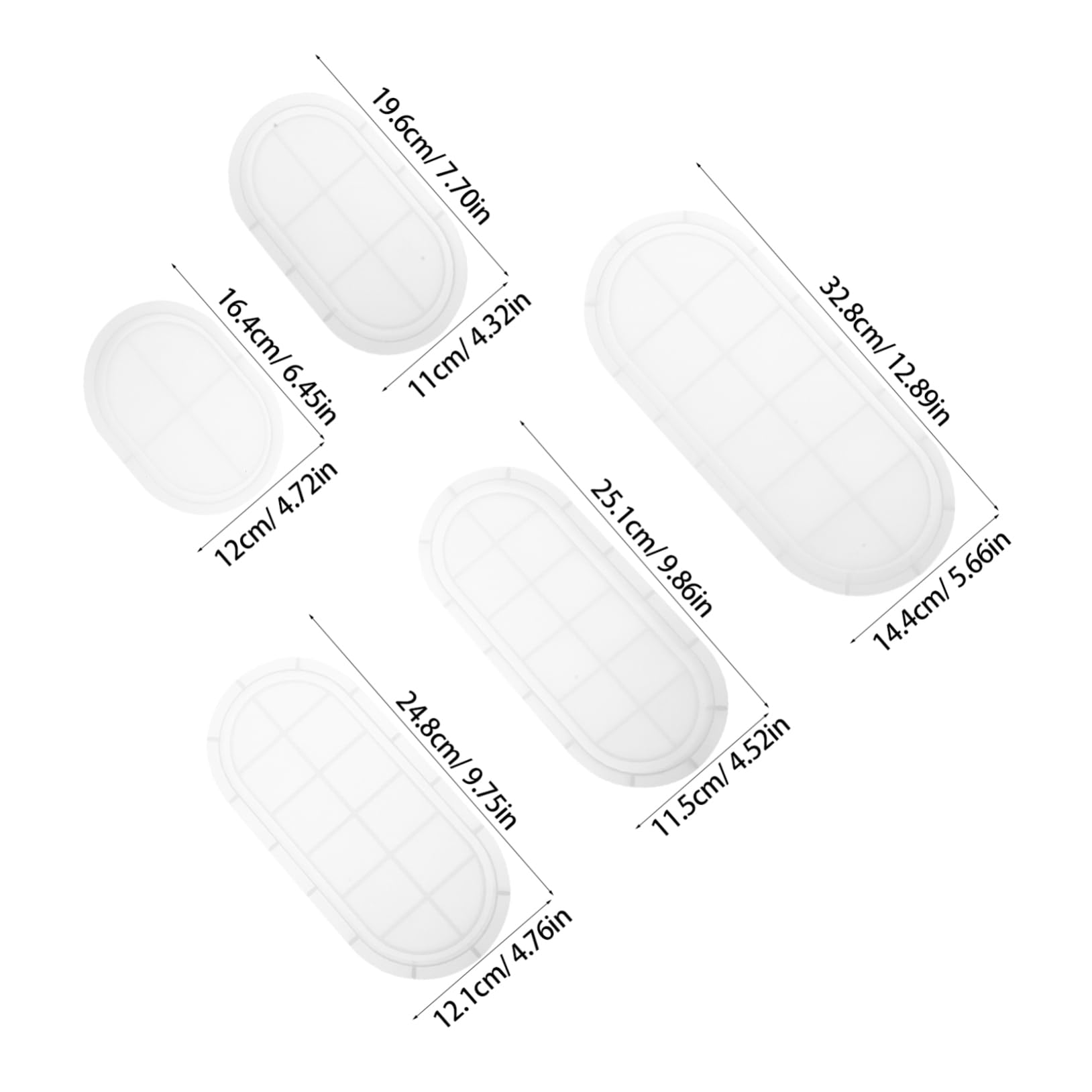 Stampi in Silicone Ovali per Resina Epossidica 5 Pezzi per Gioielli Fai da Te Bordo Facile da Sformare per Creazioni Eleganti e Versatili