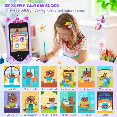 Image of Kids Smart Phone for Girls Gifts - Toddler Christmas Birthday Gift for Age 3 4 5 6 Year Old, Kids Cell Phone Toy with Touchscreen, Dual Cameras, Learning, Kid Mp3 Player, Games with 32 GB Card