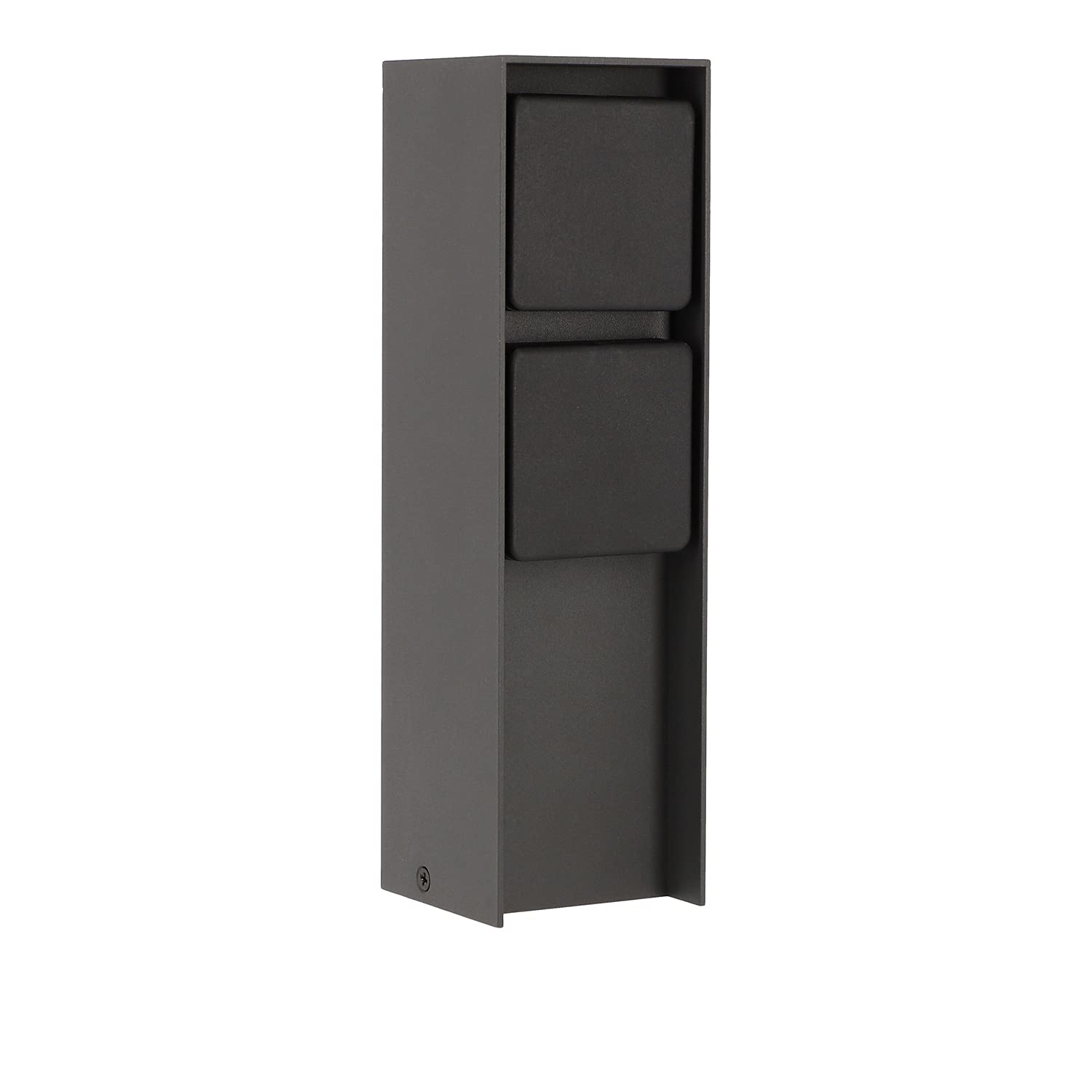 LED Universum - Enchufe exterior "ADAM", acero inoxidable, antracita, con tapas negras, 2 enchufes, máx. 3680 W, enchufe de jardín.