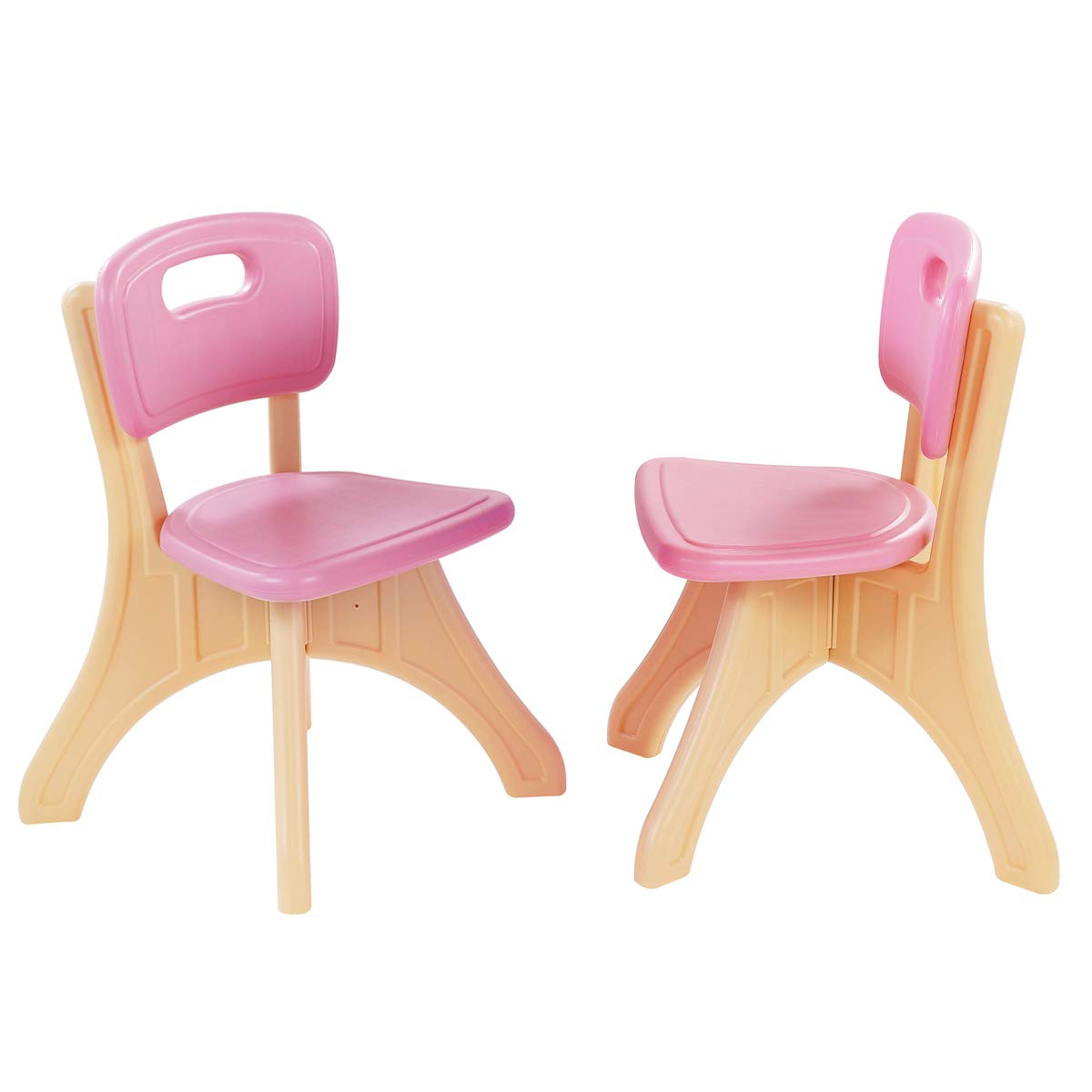 KIDZILLA 2pcs Activity Kids Chairs Children Art Set Rounded Edge Design Chairs (Pink/Beige)