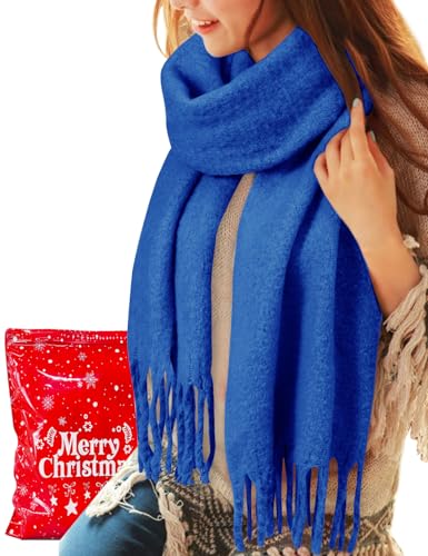 Voqeen Damen Schal Winter Kuschelig Warmes Tücher Lange mit Fransen Herbst Winterschal Weicher Dicker Strickschal Oversized Schaltuch