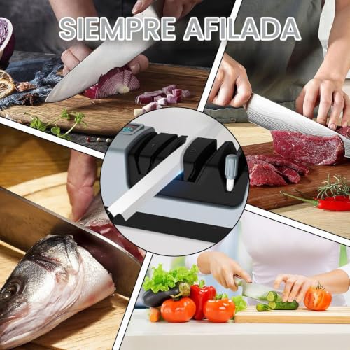 Miniatura 8 de Afiladores Eléctricos, Afilador De Cuchillos De Diamante Profesional Con Pantalla Lcd, 3 Etapas Versátiles, Guías Precisas, Filo Liso Con 15 Grados, Máquina Para Afilar Cuchillos, Motor Silencioso