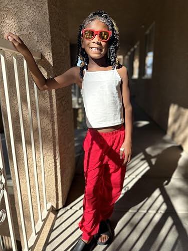 Arshiner Girls 3-Piece Outfit Set High Low Hem Overlay Top, Cami, and Sweatpants for Kids 6-13 Years - image 8