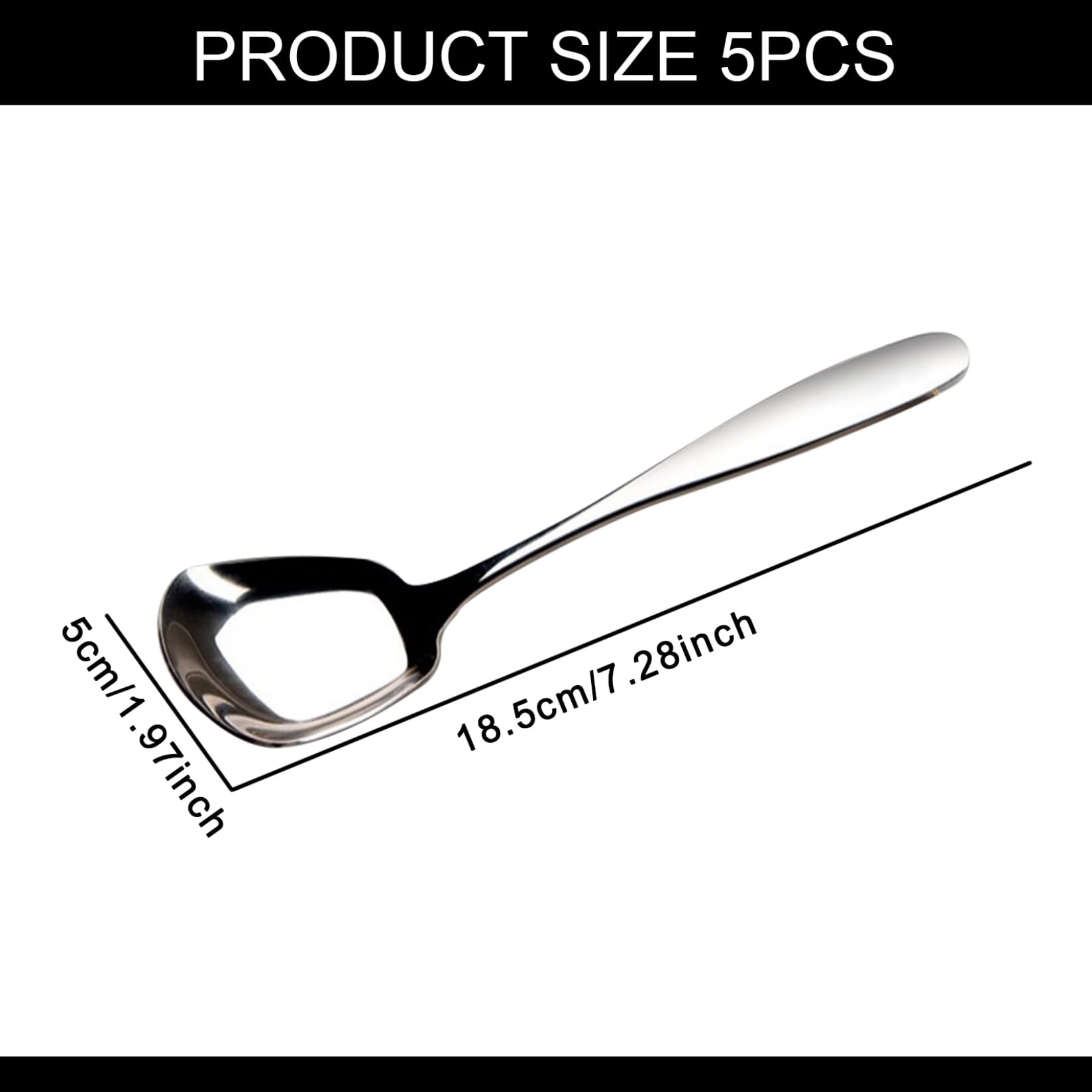 Gcroet Cuillères à Soupe à tête carrée en Acier Inoxydable, 5 pièces, cuillères Soupe carrées de Style coréen Servant Une Robuste en Acier Inoxydable..