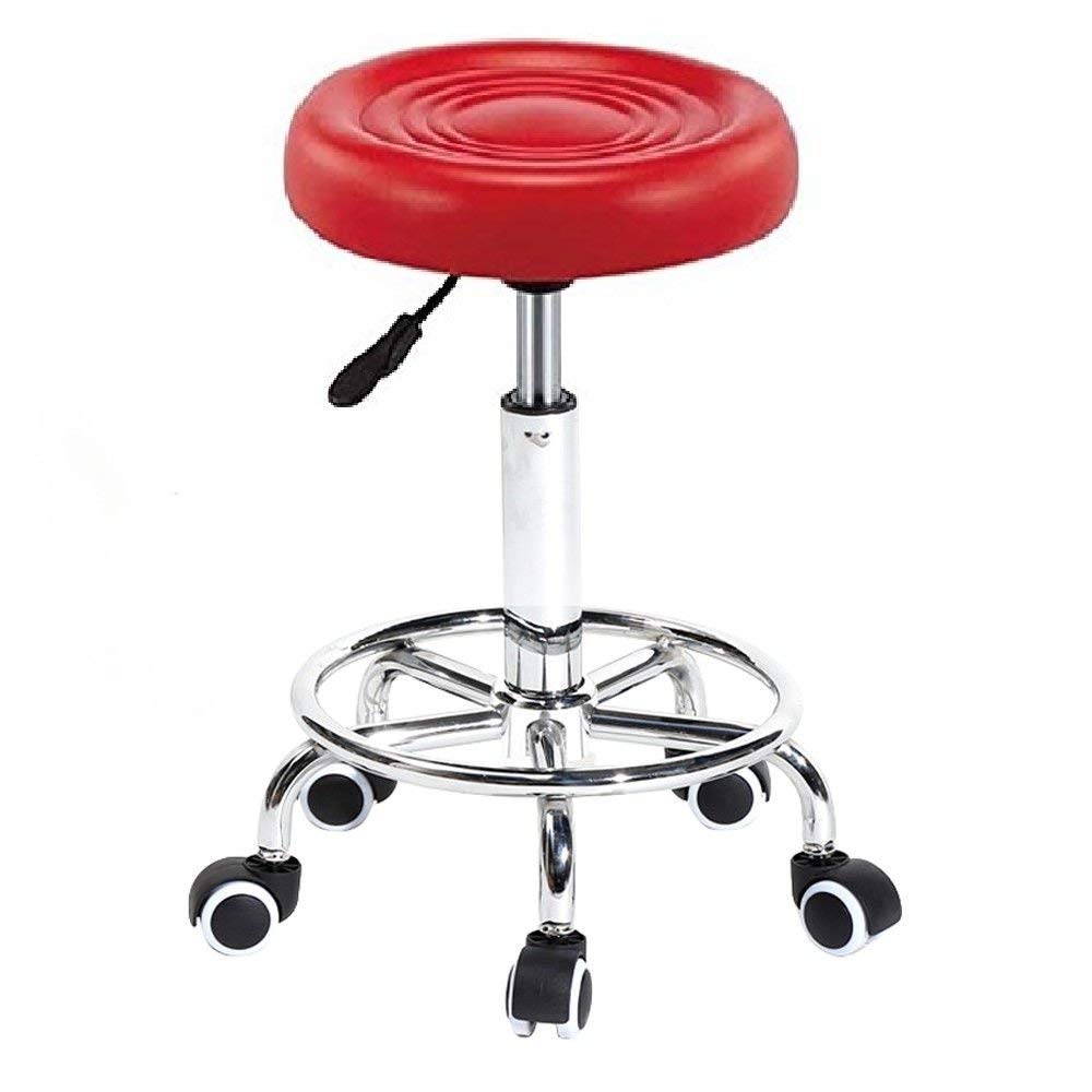 CSS Furniture Adjustable Height Stool with Caster Wheels (16.5–20.5 Inches, Red) – Multipurpose Rolling Stool for Office, Kitchen, Doctor, Bar, Salon, Cafeteria –W. Capacity 120 KG - 1 Pc