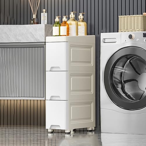 Carro de almacenamiento delgado para baño con ruedas, armario alto y estrecho con cajones, ahorra espacio para pequeños huecos, perfecto para baños y espacios reducidos