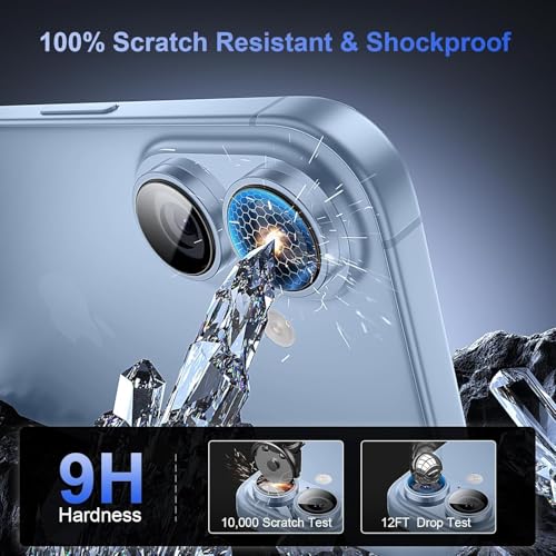 Image of Choiche Camera Lens Protector Compatible for iPhone 17 (Blue) - 9H Tempered Glass Camera Cover, HD Clear Anti-Scratch Screen Protector with Metal Ring Decoration, Case Friendly, Night Shot Safe