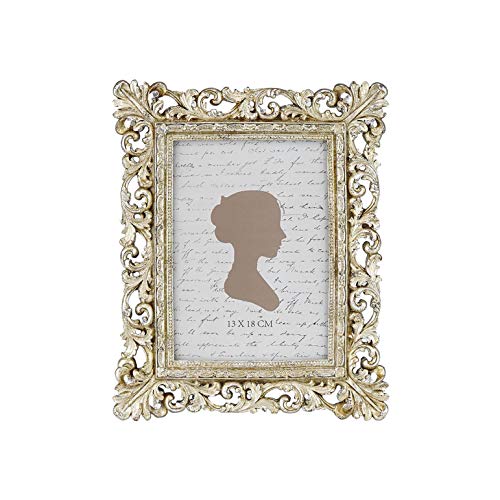 Sunlit Vintage Picture Frame 5x7 Inch, Luxury Antique Photo Frames with Glass Front, Photo Display, Tabletop Wall Hanging, Gift Ideas, Antique Gold Silver